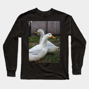 Two White Inseparable Ducks at the Farm Long Sleeve T-Shirt